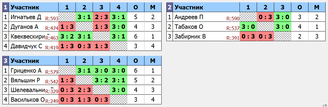 результаты турнира Макс - 750.Кубок Артамонова. 